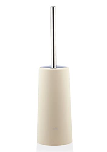 qiuqiu Creative Toilet Brush and Holder Set with Base - Toilet Bathroom Cleaning Brush - Household Toilet Soft Brush - Beige