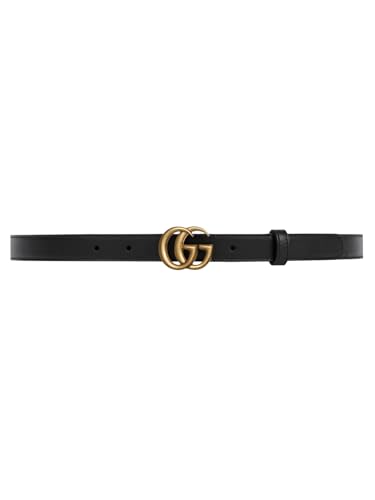 Gucci Women's Marmont GG Thin Belt, Black (Black, 85 cm / 33.5 in)