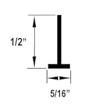 Gordon Glass® Clear Vinyl T-Type Seal with Pre-Applied Self-Adhesive Backing for Frameless Shower Doors, 1/2" Gap - 73" Long