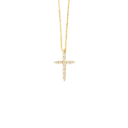 Gelin Diamond Cross Necklace in 14K Solid Gold | 14k Gold Cross Necklace for Women, 18"