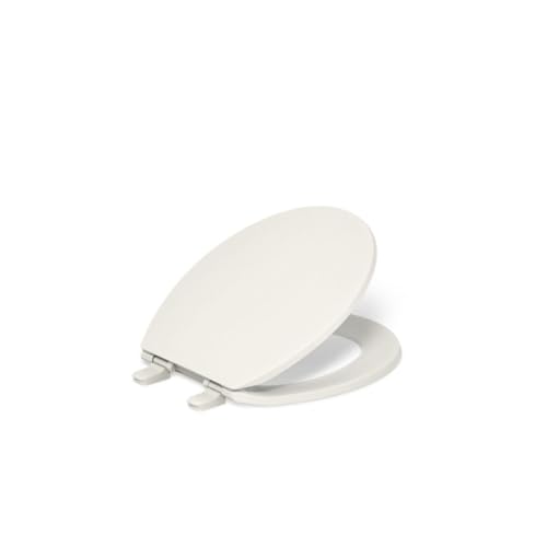 Kohler K-20111-96 Brevia Round Toilet Seat with Grip-Tight Bumpers, Quiet-Close Seat, Quick-Attach Hardware, Biscuit