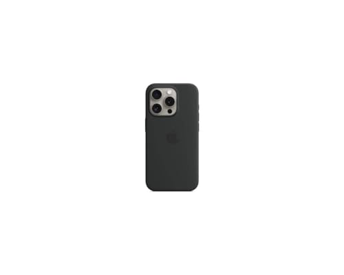 Apple iPhone 15 Pro Silicone Case with MagSafe: Lightweight Phone Case, Wireless Charging Compatible, Smooth Matte Finish; Black