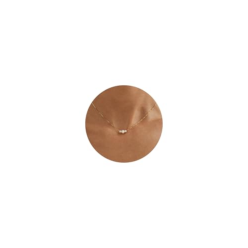 Plenky Pearl Necklaces for Women-14k Gold Plated 3 Pearls Cute Gold Pearl Necklace Simple for Women Gifts