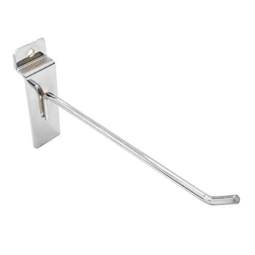 VICTORY DISPLAY & STORE FIXTURE MFG Chrome Plated Steel Slatwall Hook, Attaches to All Typical Slatwall (Quantity 100) (6", 100 Pack)
