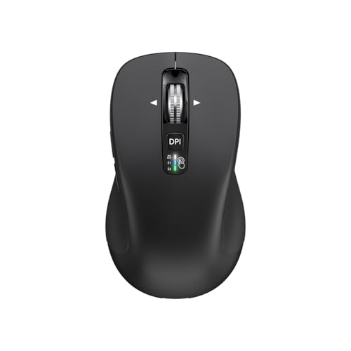 CITLLA Wireless Bluetooth Mouse (USB + BT1 + BT2), Full Size Mouse, 4-Way Scrolling, Multi-Device Silent Mouse for Computer, Laptop, iPad, MacBook (Black)