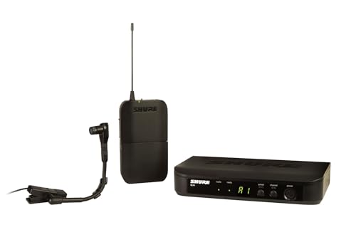 Shure BLX14/B98 Wireless Microphone System for Brass, Woodwinds, Percussion - 14-Hour Battery Life, 300 ft Range | Includes Clip-on Instrument Mic, Single Channel Receiver | H10 Band (BLX14/B98-H10)