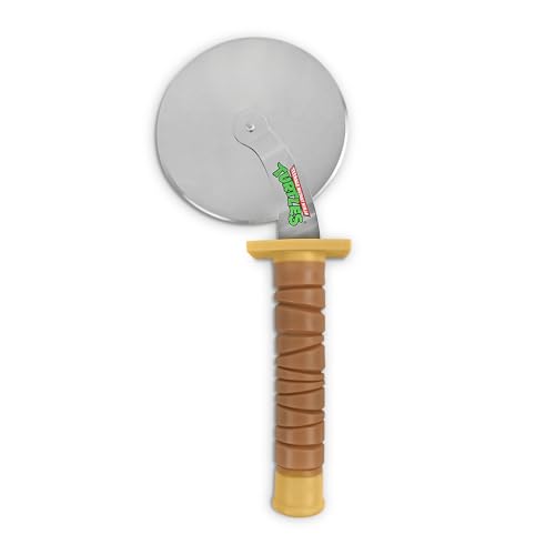 TMNT Ninja Turtle Sword Pizza Cutter - Stainless Steel Wheel with Ergonomic Grip Handle - Thumb Guard Protection - Fun Kitchen Tool for Pizza Lovers