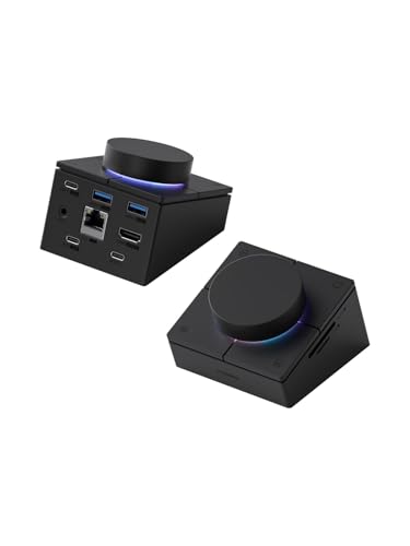 Hagibis Knob USB C Hub with Shortcut Buttons, RGB Type-C Docking Station with 4K@60Hz HDMI, 100W PD, 5Gbps USB-C, 2 USB3.0, 2.5G RJ45, AUX, SD3.0, Micro SD3.0 for MacBook iPad Pro Laptop (Black 2.5G)