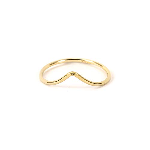 14K Gold FIll Stacking Chevron Ring, Hammered Skinny Pointed Ring for women, Handmade by Lotus Stone Jewelry (gold-filled, 6)