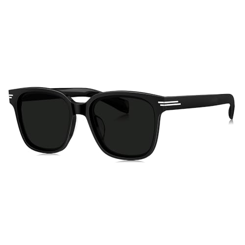 BOLON Men Women Retro D-shape Square Korean Style Polarized Sunglasses BL3179 Ximen 57mm, Exclusive Eyewear Brand of EssilorLuxottica