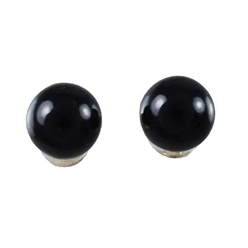 Beautiful Hawaiian Genuine Black Coral Earring, Sterling Silver Black Coral Round Ball Stud Earring, E9234A