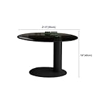 Round Stone Top Coffee Table Mid-Century Modern Cocktail Table Slate Round Coffee Table Small Apartment Living Room Glass Side Table Simple Home Coffee Table Black 22" L x 22" W x 16" H