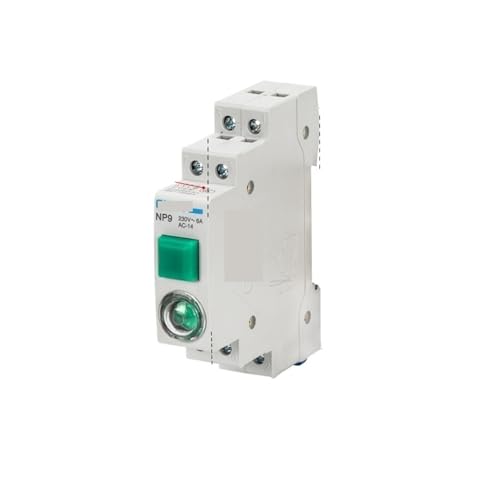 qiaoyiyuan NP9 Push Button Card DIN Rail Mount Indicator Button Switch Reset with Moving Signal Light LED 220V 2NO 2NC Pushbutton 24V(Color:Green with light220V)