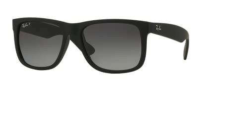 Ray-Ban RB4165 JUSTIN 622/T3 55MM Black Rubber/Plastic lens Polarized Grey Gradient Square Sunglasses For Men + BUNDLE with Designer iWear Eyewear Kit
