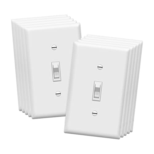 ENERLITES Toggle Light Wall Plate Bundle, Single Pole Electrical Switch, 15A 120-277V, Grounding Screw, Residential Grade, UL Listed, 88115-WWP-10PCS, White, 10 Pack