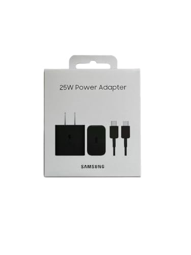 SAMSUNG 25W Wall Charger Power Adapter with Cable, Super Fast Charging, Compact Design, Compatible with Galaxy and USB Type C Devices, International Model - Black, EP-T2510XBTGTW