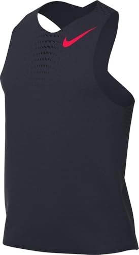 Nike AeroSwift Men's Dri-FIT ADV Running Singlet (FN4231-451, Obsidian/Bright Crimson) Size Medium