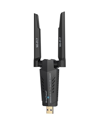BrosTrend BE6500 USB WiFi 7 Adapter, Tri-Band Long Range USB WiFi Adapter for Desktop PC Laptop, Wireless Dongle 6GHz + 5GHz + 2.4G, Ultra-Low Latency Wi-Fi Antenna PC Gaming for Windows 11/10, 4K-QAM