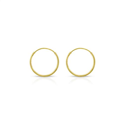 14k Solid Gold Endless Hoop Earrings Sizes 10mm - 20mm, Thin Cartilage, Helix Earring, Nose Hoop, Tragus Earring, 100% Real 14k Gold (10mm)