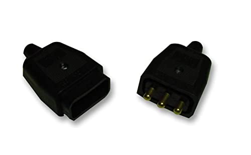 PERMAPLUG - 10A Rewireable 3-Pin Plug & Socket in-Line Power Connector, Black