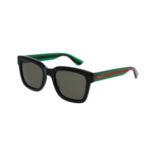 Gucci GG0001S 002 52M Black/Green/Green Rectangular Sunglasses For Men + BUNDLE With Designer iWear Eyewear Kit