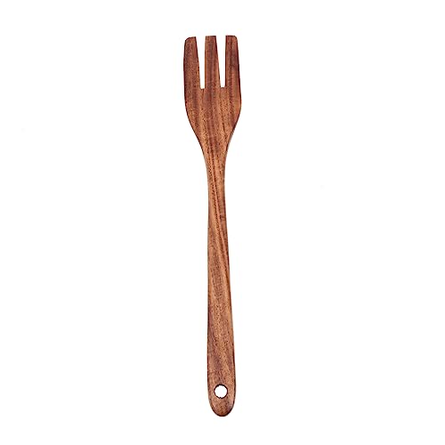 Mikinona Handle Wooden Kitchen Fork Versatile Mixing Utensil for Salad Cooking and Serving Kitchenware Tool