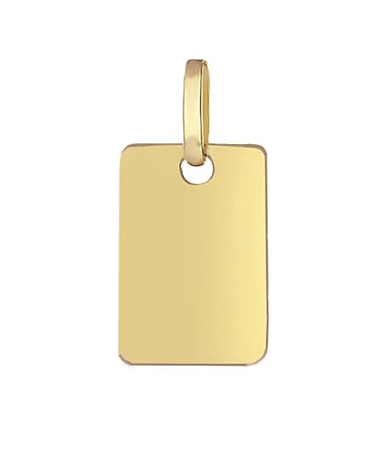 Lucche Solid 10k Gold Pendant Initial Personalised Monogram Name Engraved Jewelry Gift for Women Round Tag Medallion Rectangle Small Charm for Necklace