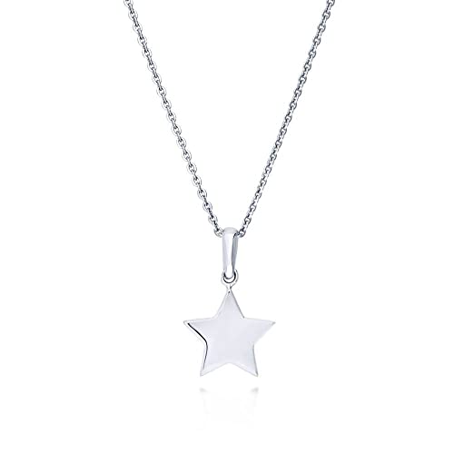 BERRICLE Sterling Silver Star Fashion Pendant Necklace for Women, Rhodium Plated 18 inch