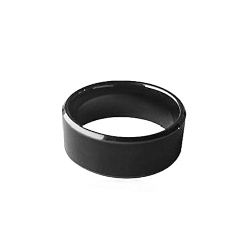 hecere Waterproof Ceramic NFC Ring, NFC Forum Type 2 215 496 Bytes Chip Universal for Mobile Phone, Wide Surface Fasion Ring (8#)