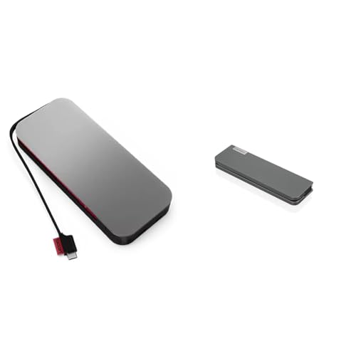 Lenovo Go USB-C Laptop Power Bank (20000 mAh) - 65W - USB-C and USB-A Ports & USB-C Mini Dock, 7-in-1 Portable Dock with HDMI, VGA, USB-C, USB 3.1, USB 2, 3.5mm Audio