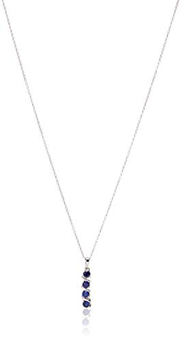 Amazon Essentials womens Sterling Silver Created Blue Sapphire Four Stone Pendant Necklace, 18" (previously Amazon Collection)