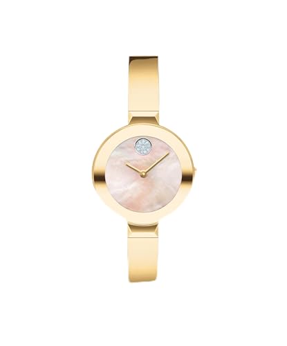 Movado Bold Bangles Women's Watch - Swiss Quartz Movement, Stainless Steel Bangle, Adjustable - 3 ATM Water Resistance - Luxury Fashion Timepiece for Her - 28mm