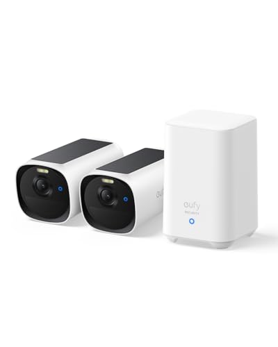 eufy Security eufyCam E40 2-Cam Kit (HomeBase 2), Outdoor Wireless Solar Security Camera, 2K Resolution with Integrated Solar Panel, MaxColor Night Vision, Expandable Local Storage, No Monthly Fee
