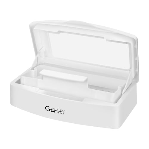Gusnilo Nail Art Tools, Plastic Storage Box for Nail Tools,Manicure Tool, Tweezers, Hair Salon, Spa and Trimmer Manicure Equipment (1 piece, White)