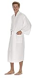 Men's Waffle Knit Robe by BOCA TERRY, Waffle Bathrobe for Men, Lightweight Summer Kimono Hotel Robe - White M/L