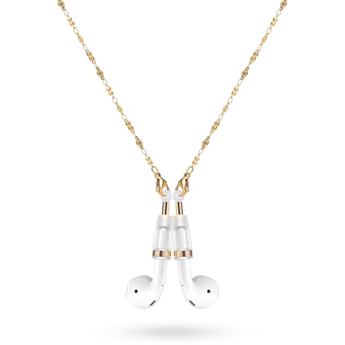 Birwiny Magnetic Anti-Lost Straps for AirPods, Golden Floral Beaded Chain Necklace Lanyard String Compatible with AirPods Pro 3 2 1/Pro 1st & 2nd Headphone Holder Neck Rope Cord