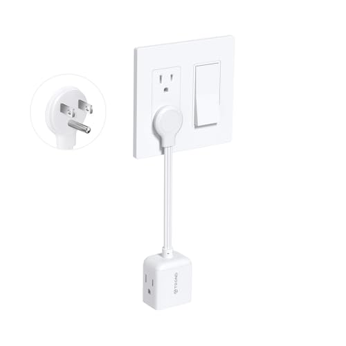 TROND Flat Outlet Extender with 6 Inch Cord - Flat Plug Extension Outlet Splitter Adapter, Electrical 3 Way Multi Wall Plug Extender for Home Office Dorm Room Cruise Ship Travel Essentials, White