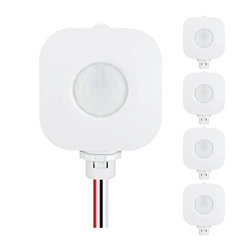ECOELER Ceiling Occupancy Motion Sensor Switch, High Bay Fixture Mount 360° Ceiling Automatic Light Switch, 120/277VAC, UL, FCC Approved Passive Infrared Sensor, Neutral Wire Required, Pack of 5