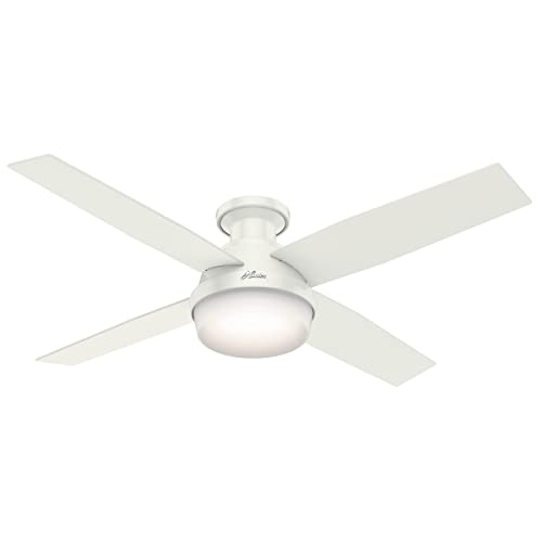 Hunter Fan Company 59242 Hunter 52" Dempsey Indoor Low Profile Ceiling Fan with Light, Fresh White Finish