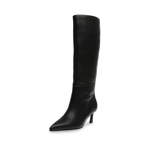 Steve Madden Women's Lavan Knee High Boot, Black Leather, 8