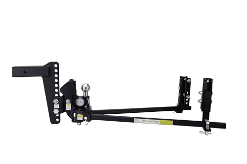 Weigh Safe TrueTow Heavyweight Distribution Hitch - Adjustable 10" Drop with 2.5" Shank - Built-in Scale to Measure Tongue Weight & Distributed Tongue Weight with 4-Area sway Control - 22,000 lbs GTW