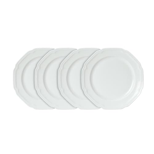 Mikasa Antique Orchard Porcelain Dinner Plates, Set of 4, White, Large, Round, Traditional Style, Glossy Finish