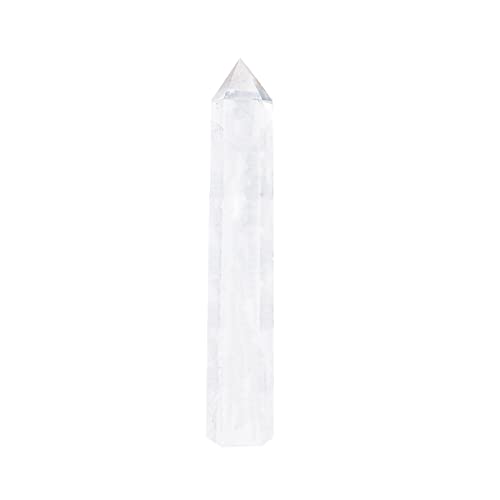Apengshi Large Clear Quartz Natural Healing Crystal Tower 5.9"-6.3" 6 Faceted Single Point Chakra Crystal Wand Energy Meditation Stone Home Decor Collection Gift
