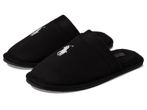 Polo Ralph Lauren Men Klarence Scuff Slipper Black/Cream 11 Medium
