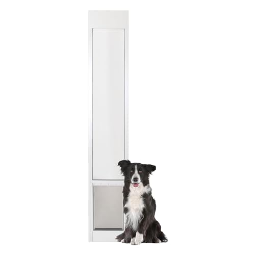 PetSafe Doggy Door for Sliding Glass Doors, Adjustable Height 75 7/8" to 81", No-Cut DIY Install, Aluminum Panel, Ideal for Renters, for Large Dogs Up to 100 lb., (White, Large)
