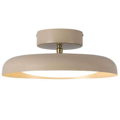 Modern LED Semi Flush Mount Ceiling Light, Adjustable Angle Ceiling Light Fixture, Brass Accent, 3000K/Warm White/18W, for Hallway, Entryway, Kitchen