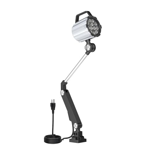 StaStrStu Articulating Led Work Light, 18W Machine Lights, 1800 Lumens Flexible Wood Lathe Light Drill Press Lighting 110-220v