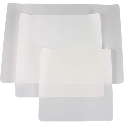 3 Pack PTFE Sheet/Teflon Sheets Multiple Sizes. Non Stick Transparent Reusable Sheets, Extra-Thick and Heat Resistant. Great as Applique Pressing Sheet, Heat Press Transfer, Ironing, Arts and Crafts