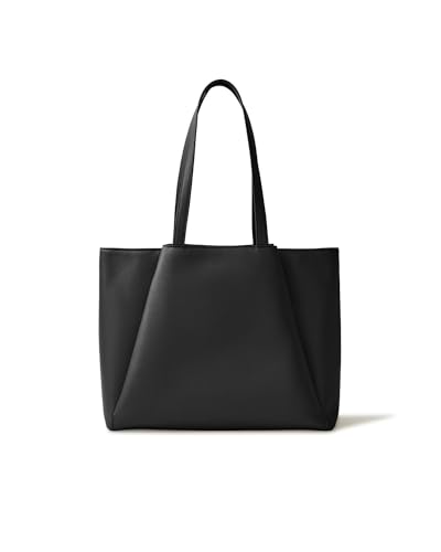 Laptop Tote Bag for Women 15.6 Inch - Large Work Bags with Zip Compartments - PU Leather Office Purse Computer Briefcase - Black