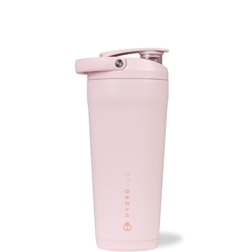 HydroJug 24 oz New Stainless Steel Shaker – Insulated, Leakproof, BPA-Free with Silent Mixing Grate – No Clumps, No Noise – Premium Shaker for Fitness, Sports & Everyday Use, Pink Sand